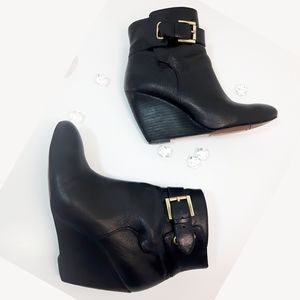 Nine West🖤Wedge Black Leather Booties